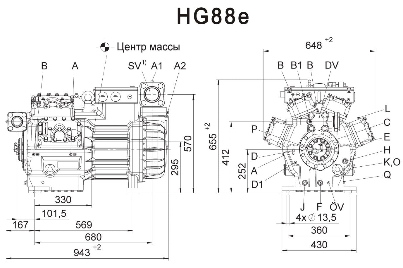 Компрессор Dorin H290CS (R-404A, R-507, R-134a, R-407C MHBP)